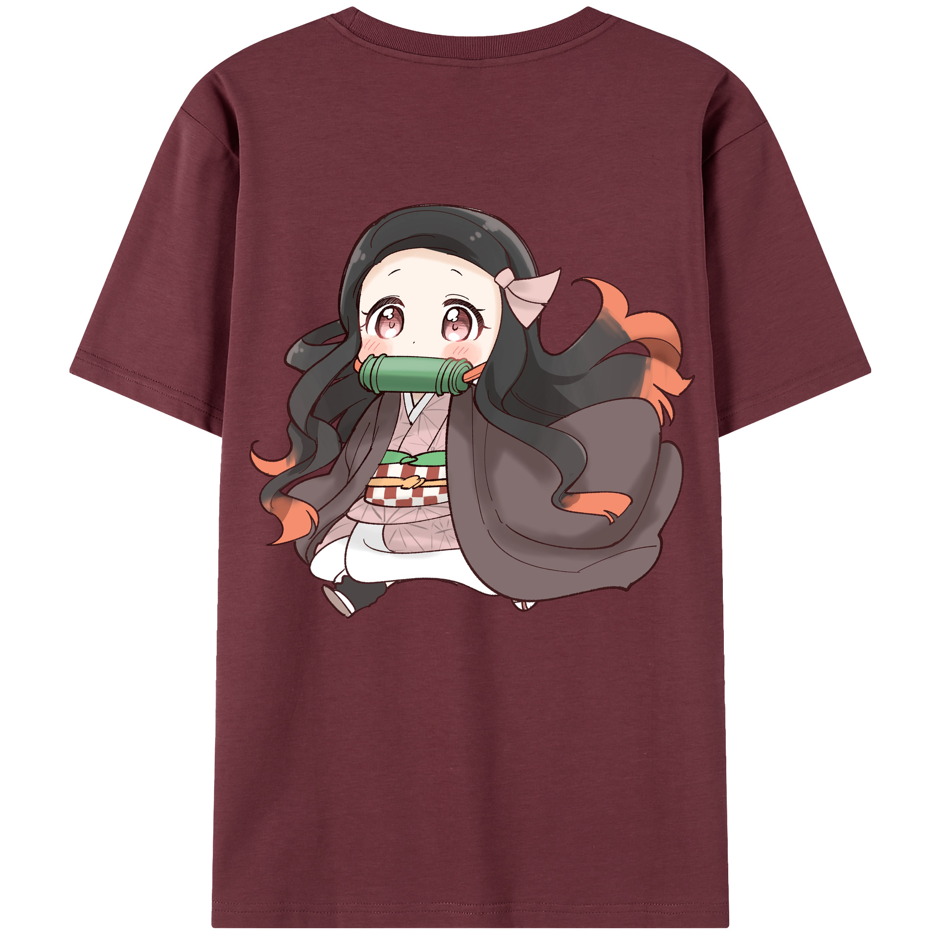 （画像用） 鬼滅の刃（きめつのやいば）竈門 禰󠄀豆子／かまど ねずこ Kamado Nezuko 綿100％半袖Tシャツ（背面プリント）